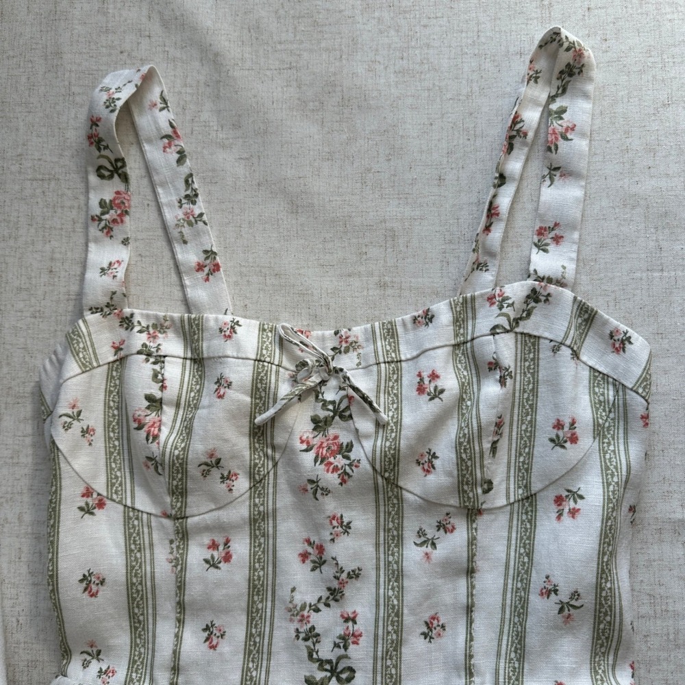 Reformation Maegan Midi Linen Dress Heath Floral 8 - Picture 6 of 13